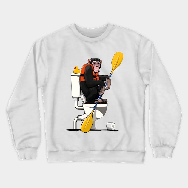 Chimp on the Toilet Crewneck Sweatshirt by InTheWashroom